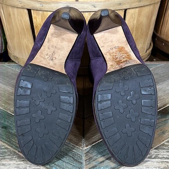 Cole Haan Air Purple Suede Platform Heeled Pump Pull-On Mid Calf Boots Women 8.5 - Picture 11 of 13